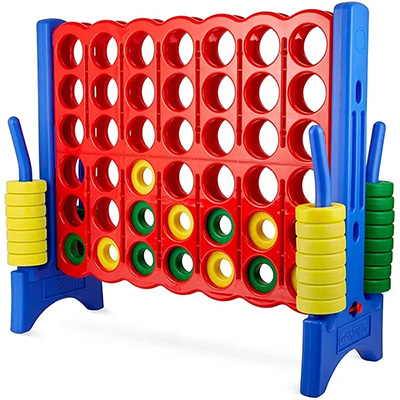 Backyard wedding rentals giant Connect Four game for guest entertainment